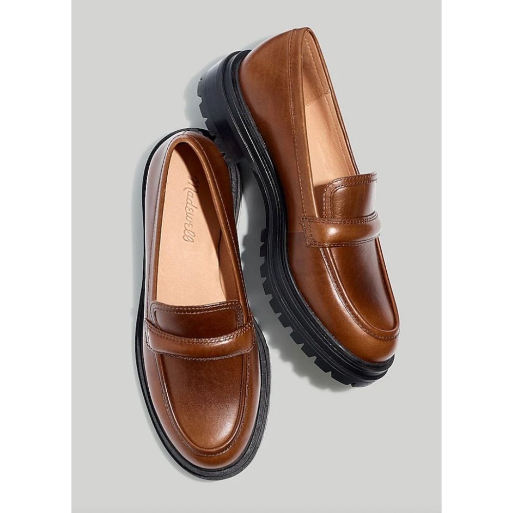 Madewell $158 The Bradley Lugsole Loafer in Brown Leather Size 9.5 NG674